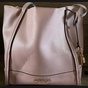 Guess Tote Bag Pink Double strap Faux Pebble Leather